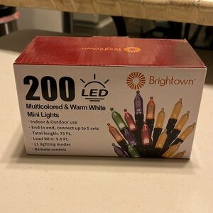 200 LED multi colored and warm white mini lights, brand new inbox by brightown